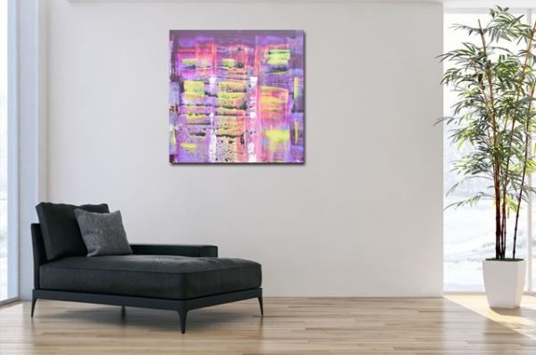 Modernes abstraktes Spachtelbild Violett  Gelb - 1424